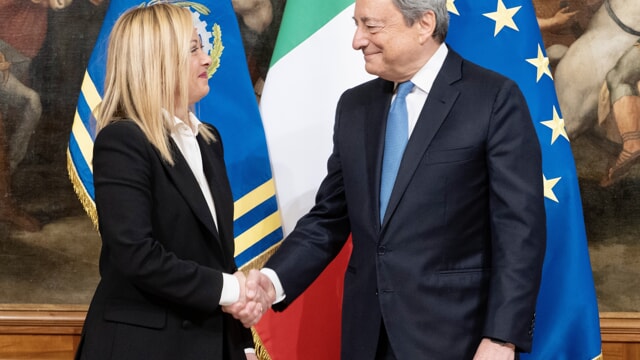 Giorgia Meloni incontra Mario Draghi a Palazzo Chigi