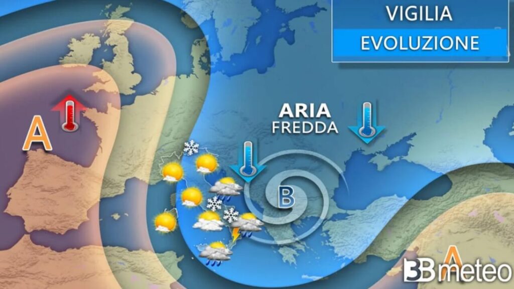 La burrasca di Natale flagella l'Italia: freddo e neve per il vortice artico