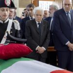 Funerali del carabiniere ucciso: bara avvolta nel tricolore, presente anche Mattarella