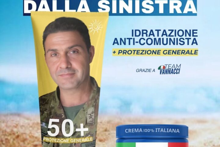 Roberto Vannacci lancia una campagna contro la sinistra con una foto in divisa