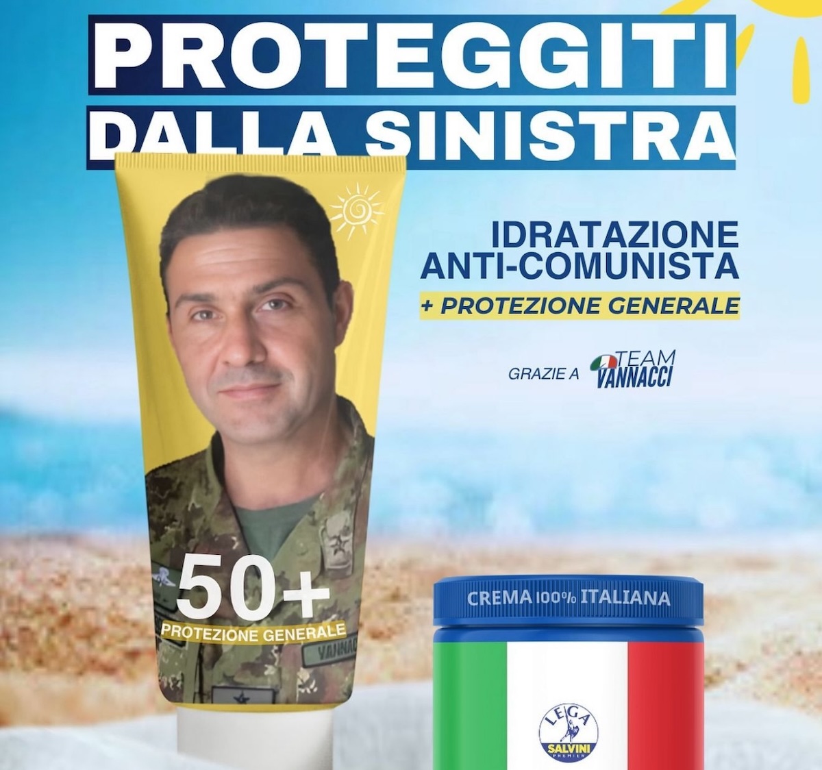 Roberto Vannacci lancia una campagna contro la sinistra con una foto in divisa