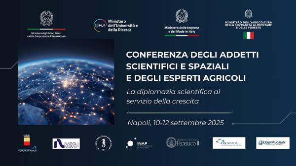 Conferenza a Napoli sulla diplomazia scientifica: esperti agroalimentari e spaziali in scena dal 10 al 12 settembre