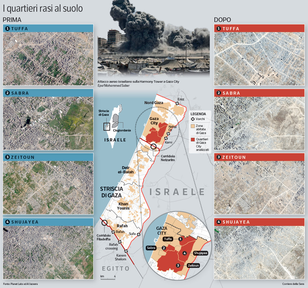 La distruzione sistematica di Gaza City: 50 torri e 1800 case abbattute dalle ruspe