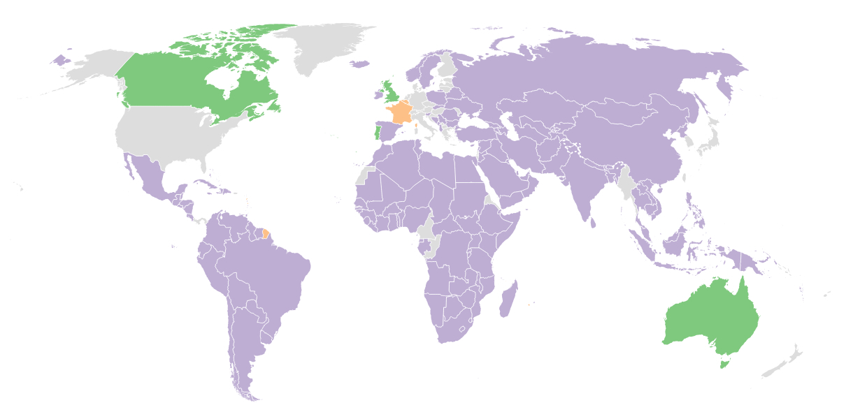 La mappa degli stati che riconoscono ufficialmente la Palestina