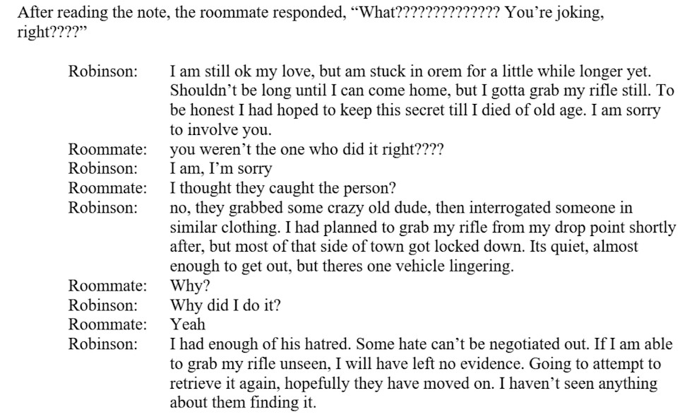 Le nuove rivelazioni sul movente di Tyler Robinson nell'omicidio di Charlie Kirk