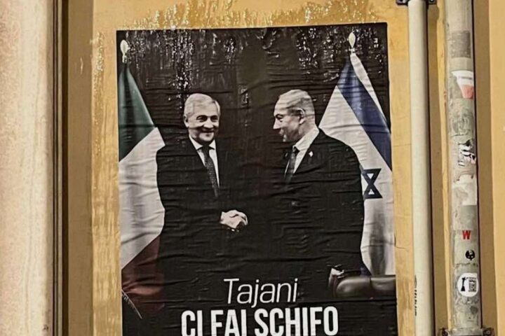 Manifesti contro Tajani a Viterbo: «Ci fai schifo», protesta dei Giovani democratici sulla guerra a Gaza