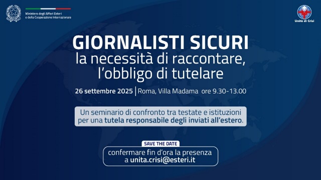 Tajani apre il seminario a Villa Madama sulla sicurezza dei giornalisti in tempo di guerra