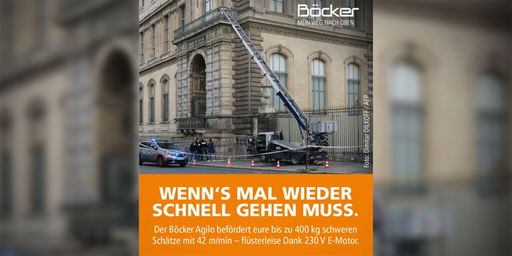 Böcker sfrutta il furto al Louvre per pubblicità su social media