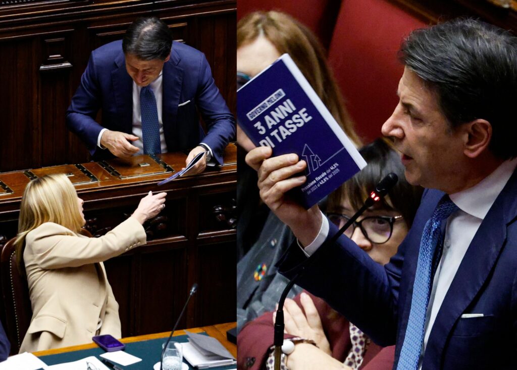 Conte regala un libro a Meloni per il terzo anniversario del governo, con dedica sul aumento delle tasse