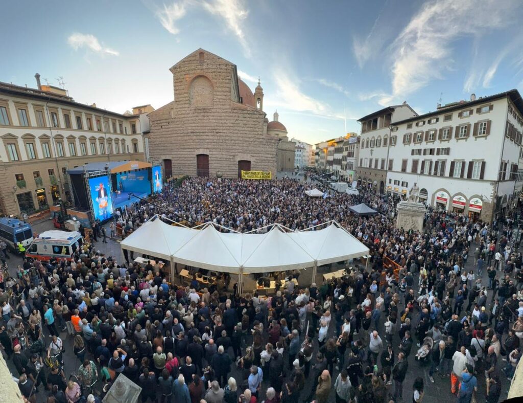 Elezioni regionali in Toscana, il comizio conclusivo con Tomasi e i leader del centrodestra a Firenze
