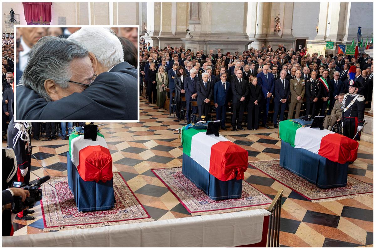 Funerali di Stato a Padova per i tre carabinieri di Castel d’Azzano, Mattarella in prima fila