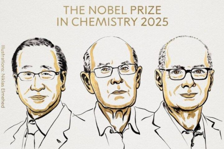 Il Nobel per la chimica 2025 assegnato a Kitagawa, Robson e Yaghi per lo sviluppo di strutture metallo-organiche