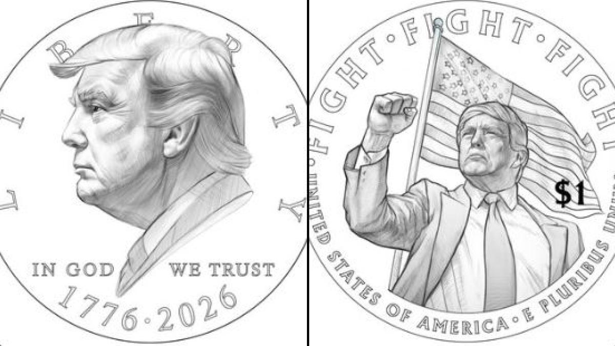Lancio di una moneta da un dollaro con l'immagine di Trump per il 250° anniversario dell'indipendenza americana