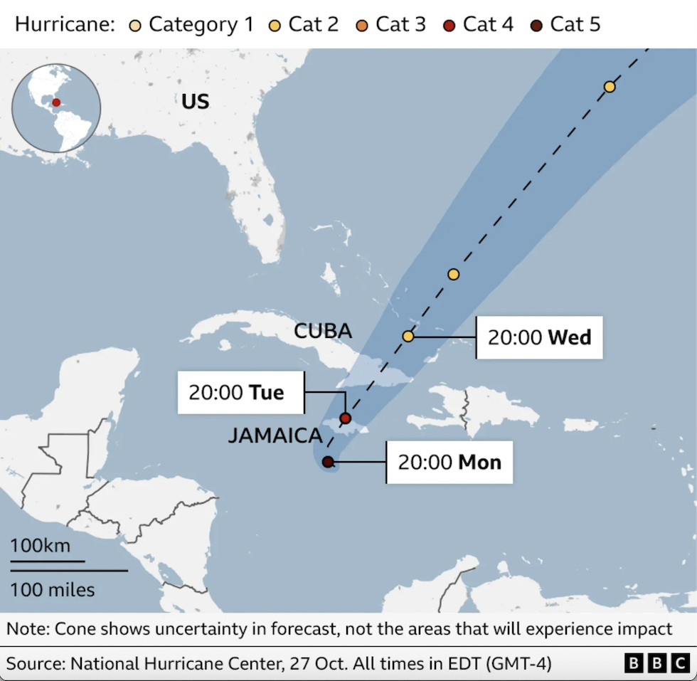 L'uragano Melissa si prepara a colpire la Giamaica con possibili impatti catastrofici