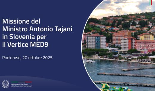 Tajani in Slovenia per il vertice MED9 e incontro dei leader del Processo di Berlino