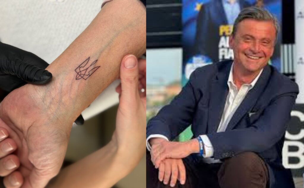 Carlo Calenda si tatua il tridente per Ucraina: «E mo’ ce lo siamo tatuati per la vita»