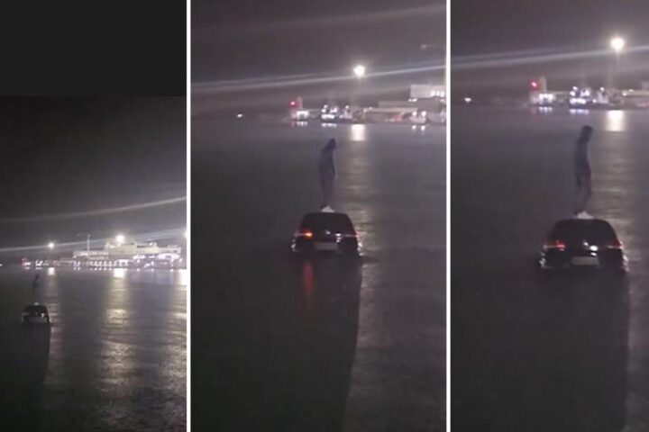 Incidente a Bari: automobilista finisce in mare e attende soccorsi sul tetto dell'auto