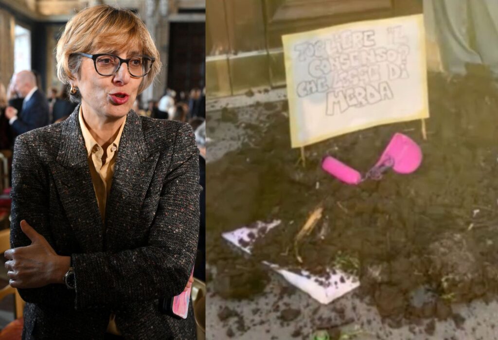 Attiviste di Non una di meno protestano con letame contro il ddl Bongiorno sulla violenza sessuale