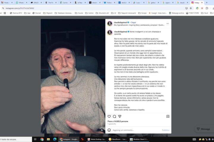 Claudio Lippi si presenta su Instagram per rivelare la sua verità sulla televisione