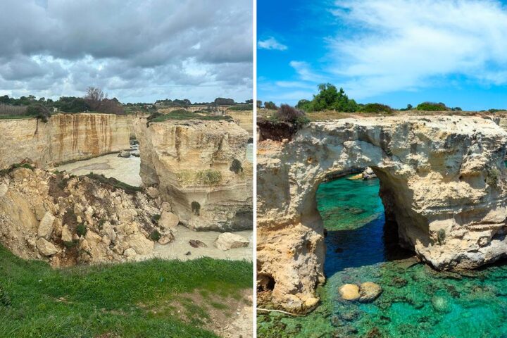 Crolla l'arco dell'amore di Melendugno a causa del ciclone di San Valentino
