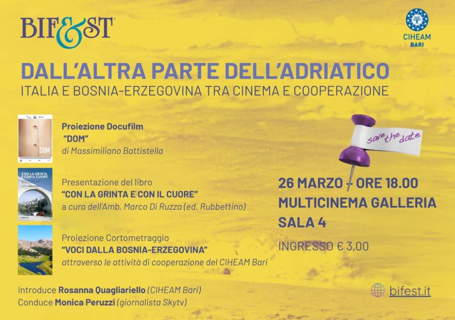 Cinematografia e cooperazione: il Ciheam Bari presenta "Dall’altra parte dell’Adriatico" al Bif&est 2026