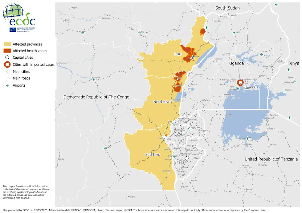L'Uganda chiude il confine con la Repubblica Democratica del Congo per contenere l'epidemia di ebola