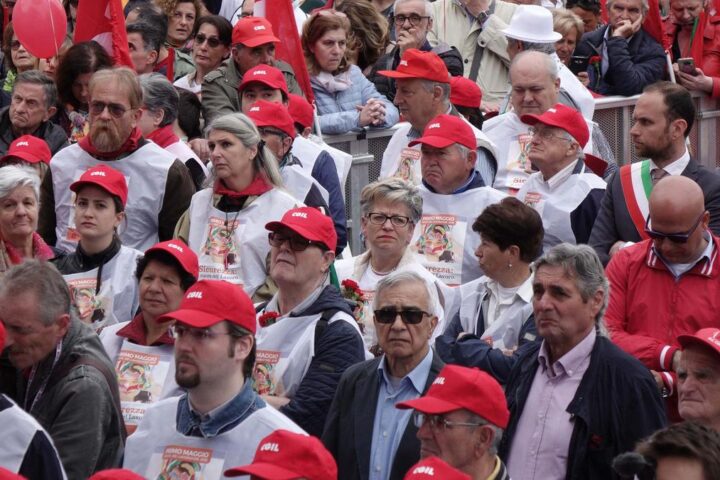 Manifestazione del Primo maggio a Marghera: Cgil, Cisl e Uil unite per il lavoro dignitoso