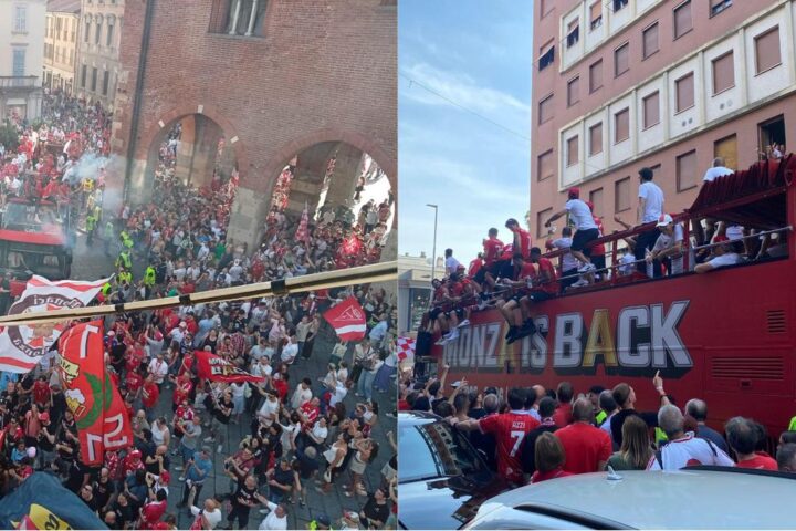 Monza festeggia la promozione in Serie A con un corteo trionfale tra i tifosi