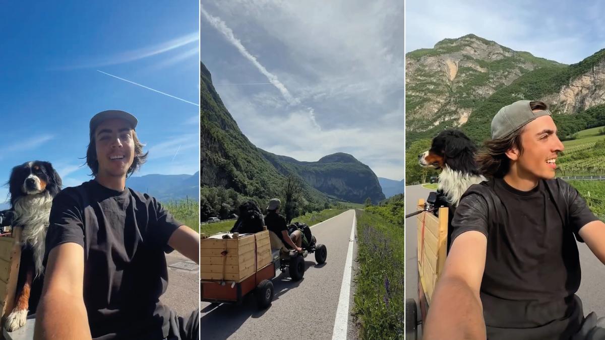 Un giovane videomaker tedesco percorre 450 km in macchinina a pedali da Germania al Lago di Garda
