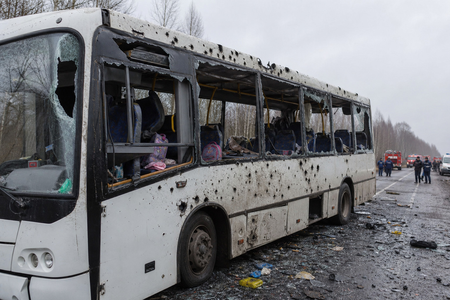 Bus con bambini colpito a Brjansk: l’analisi dei danni contraddice la versione russa