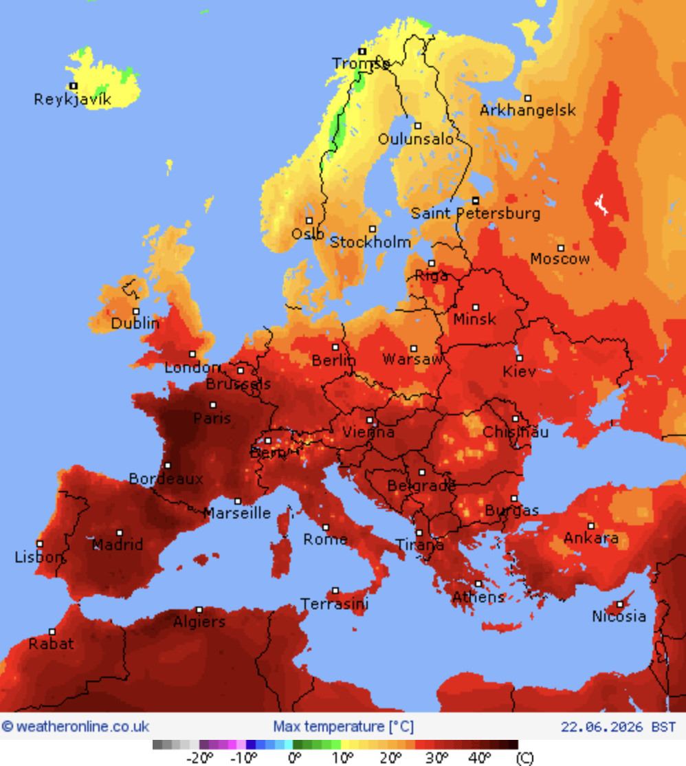 L'Europa si prepara a un'ondata di calore record, con temperature fino a 40 °C