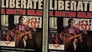 Tifosi milanisti protestano con manifesti contro Cardinale e Ibrahimovic a Milano