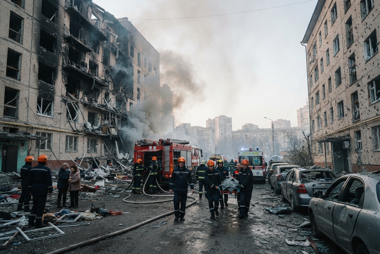 La Russia sferra il più massiccio attacco balistico su Kiev dall’inizio della guerra: un morto e ingenti danni