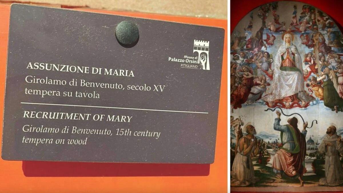 Errore di traduzione a Pitigliano: l'Assunzione di Maria confusa con "assunzione" di lavoro