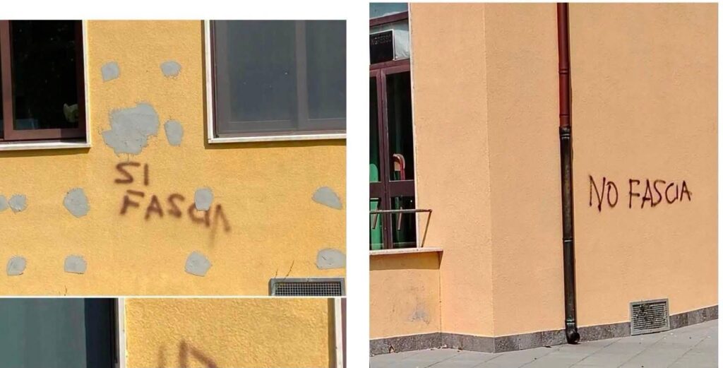 A Pisa il Pd chiarisce le scritte sui muri della scuola primaria Collodi: non sono fasciste ma indicazioni dei muratori