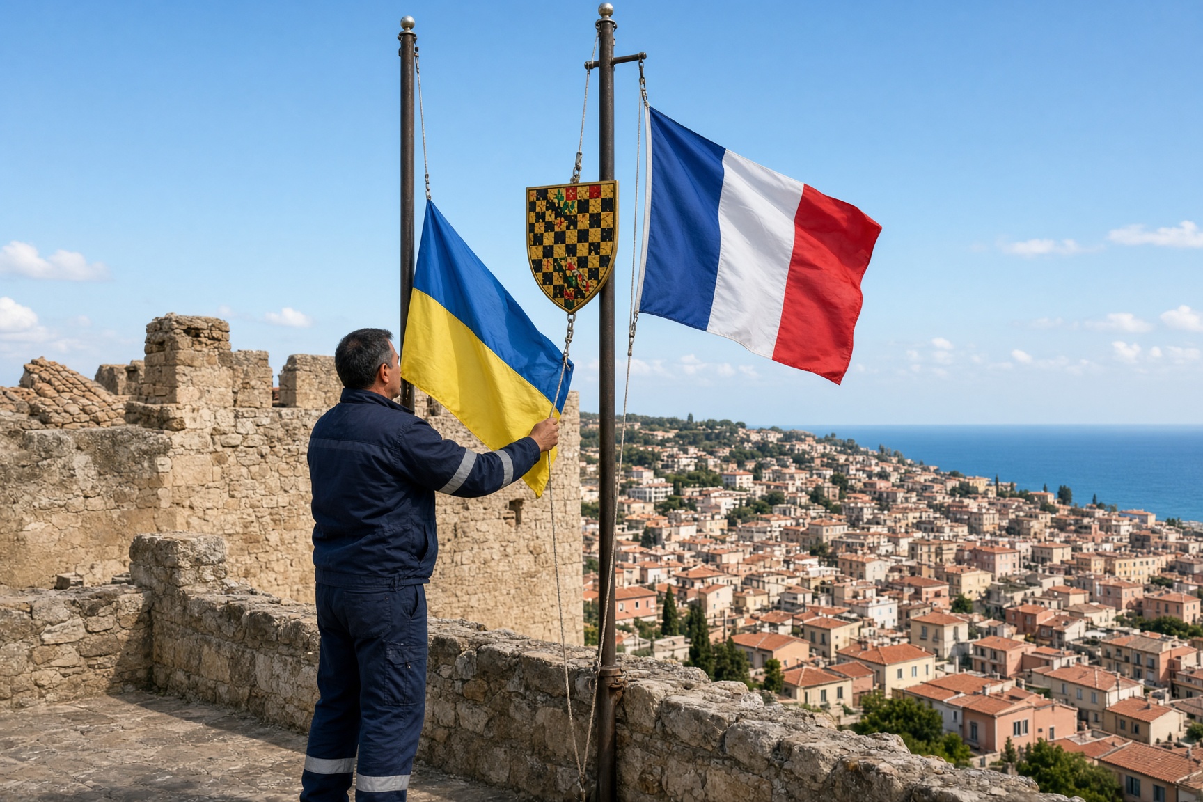 A Cagnes-sur-Mer il sindaco RN sostituisce la bandiera ucraina con lo stemma cittadino