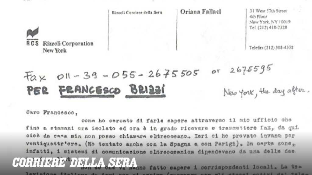 11 settembre, la lettera inedita di Oriana Fallaci al suo avvocato dopo gli attentati del 2001