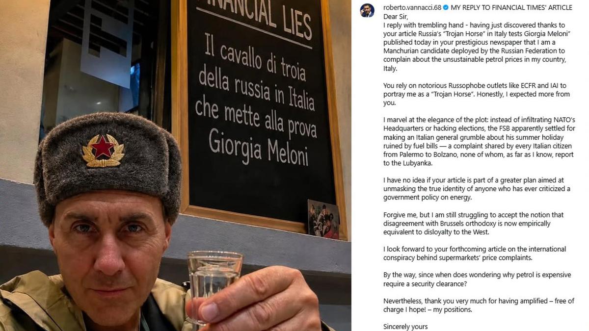 Il generale Vannacci definito dal Financial Times “cavallo di Troia di Putin” in Italia