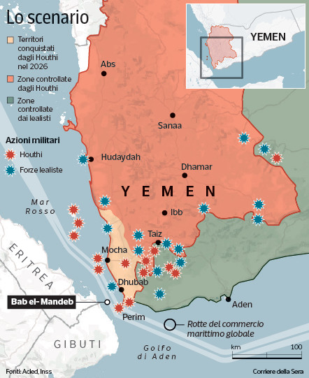 Battaglia in Yemen: resistenza degli Houthi e Bab el-Mandeb sotto minaccia