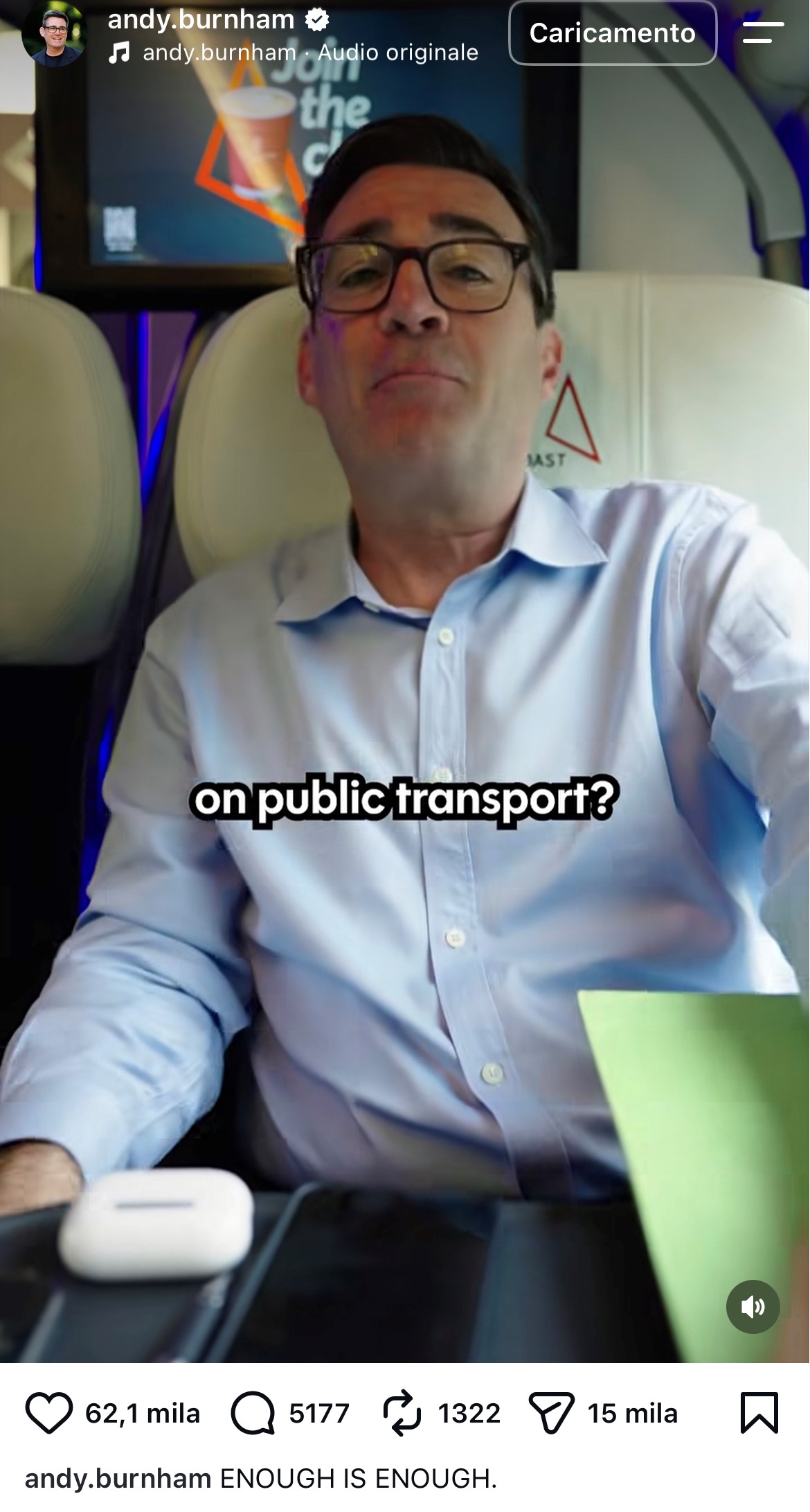 La campagna di Burnham contro l'uso di musica e video senza cuffie nei trasporti pubblici