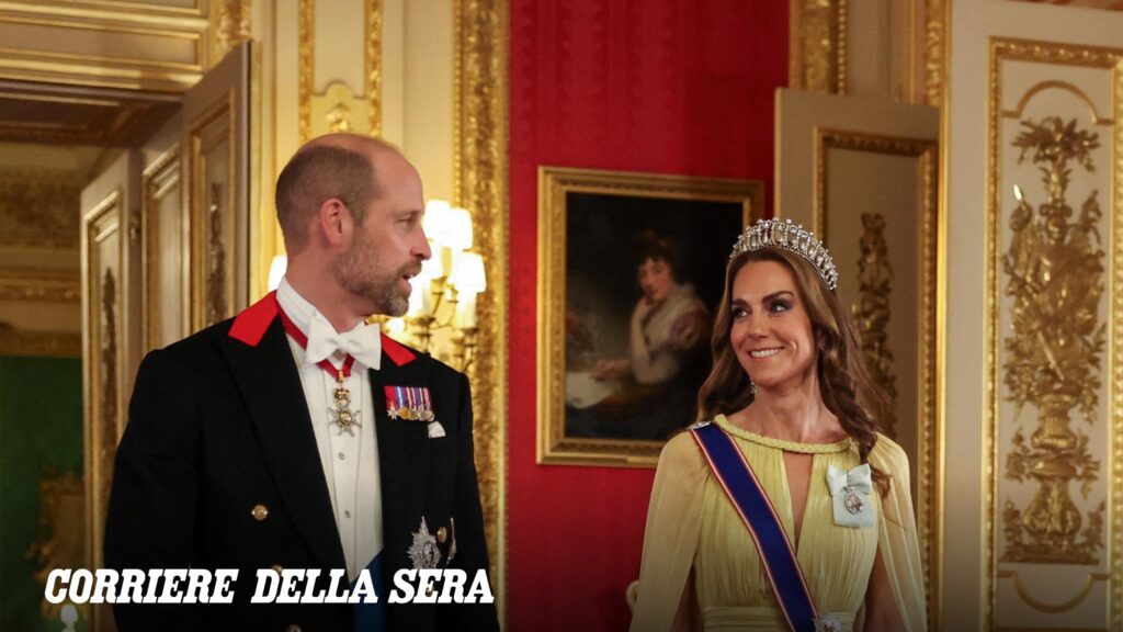 La principessa Kate sfila con la tiara del cuore al banchetto di Stato per il sultano Haitham di Oman